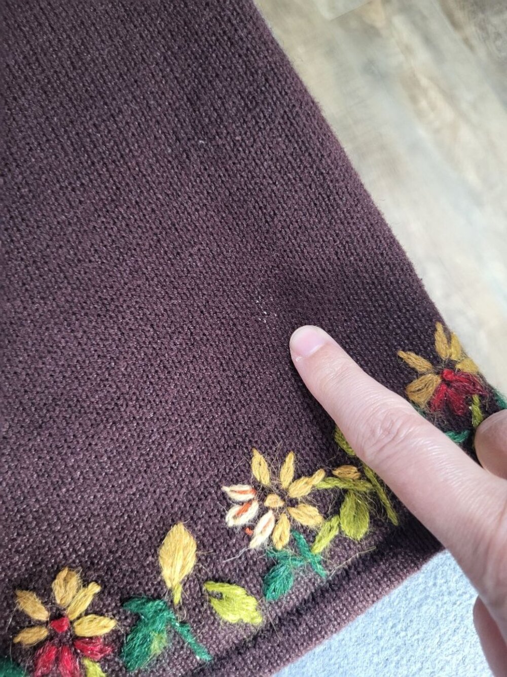 VTG Women's 1X Cardigan Sweater Brown Floral Boho Hippie Cottage Core Fairy - Picture 9 of 12